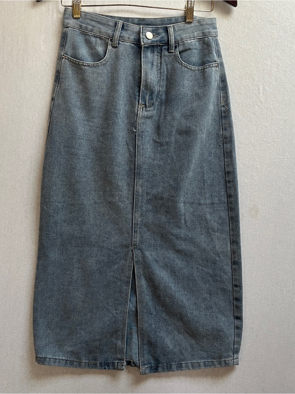Jeanswest High Rise Denim Midi Pencil Skirt Front Slit Small